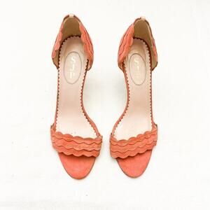SJP Bobbie Sandal Suede Leather Open Toe Heel Coral/Cream Size 39.5 Italy